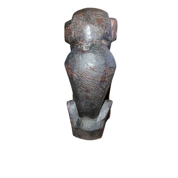 African Folk Art Baboon Statue Carved Wood Monkey Sculpture 7 1/4" Primitive Ape - Picture 4 of 6